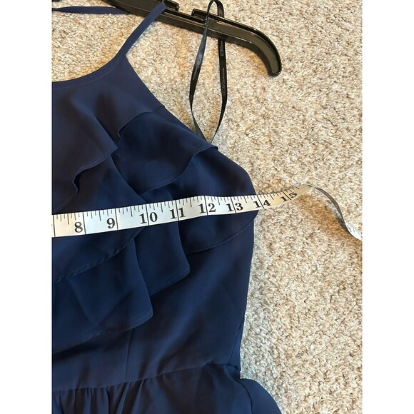 BCBGeneration Navy Blue Ruffle Mini Dress Size 2 Zip‎ Halter Sleeveless - Picture 6 of 9